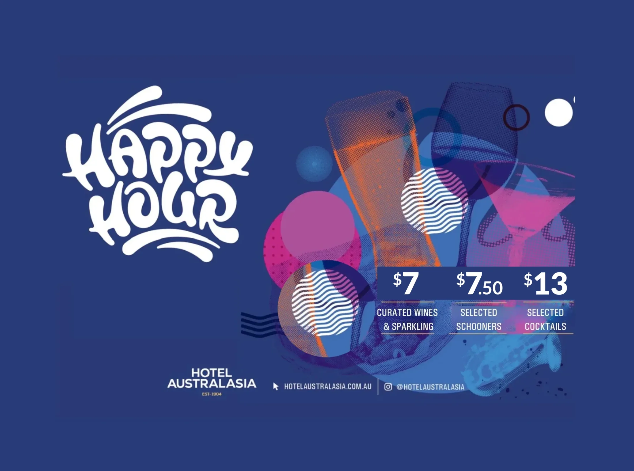 Hotel Australasia Happy Hour poster design