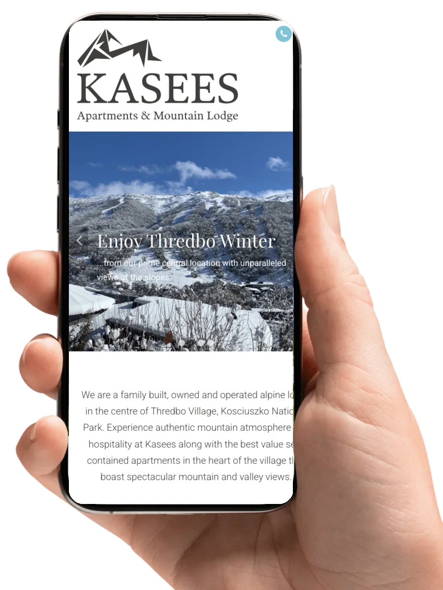 The Kasees Apartments website on a phone