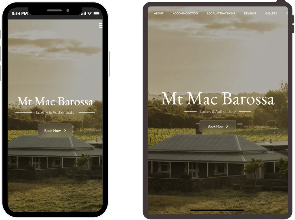 A Snowy Mountains Design build shown on mobile and tablet
