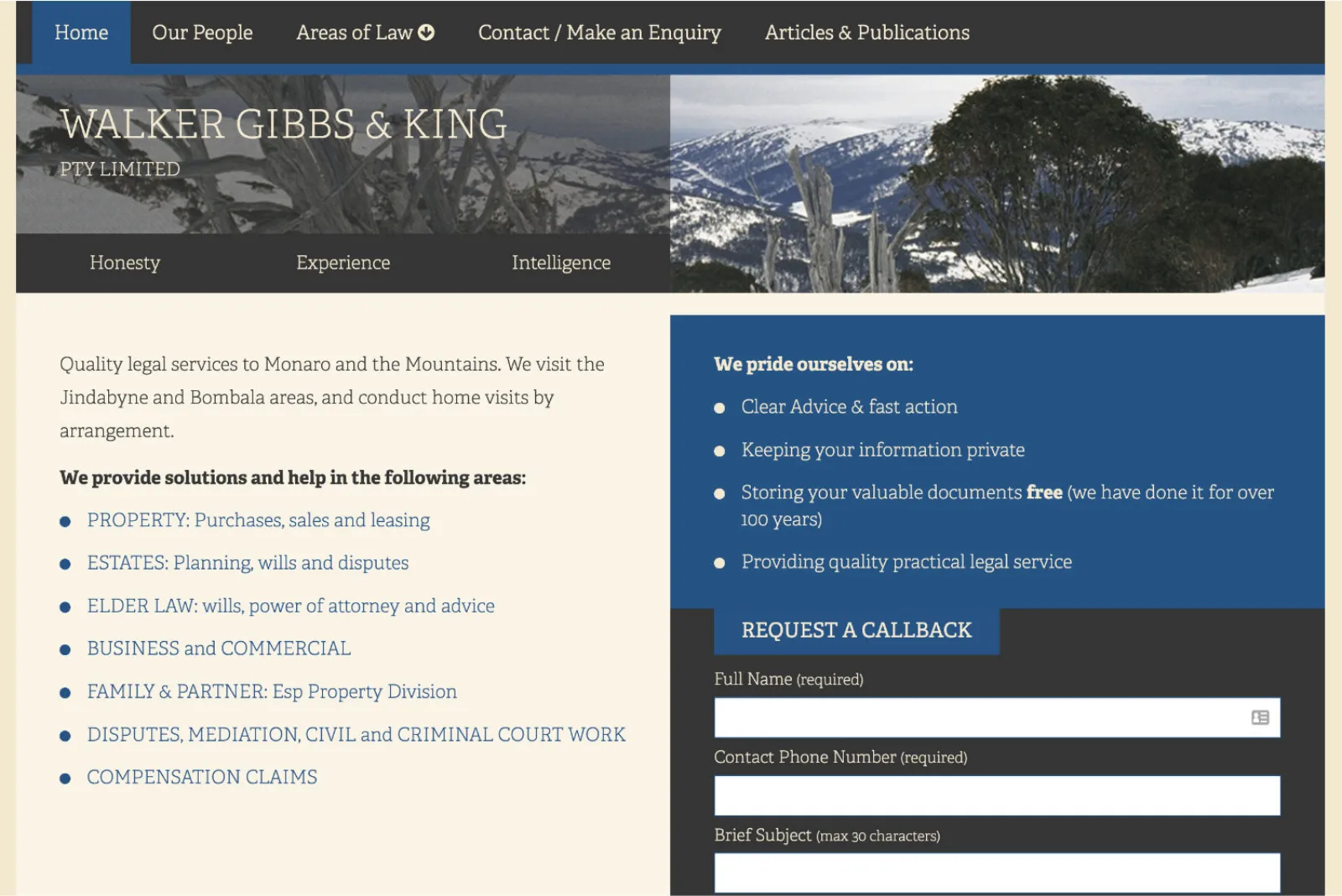 Walker Gibbs & King Lawyers website screenshot